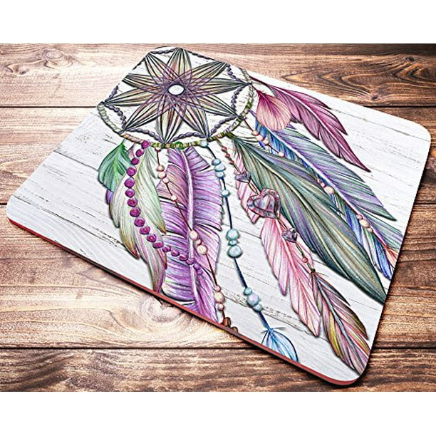 Mouse Pad with Non-Slip Rubber Base Boho Rose Gold Floral Mandala Navy Blue Watercolor Gaming Mousepad for Computer Laptop PC 7.9x9.8 inches 